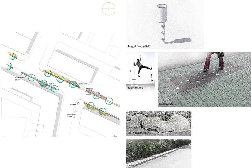 Landschaftsarchitektur Kunder 3 - Skizze Neckarpark
