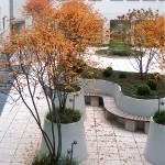 Blick von oben auf die Sitzbänke