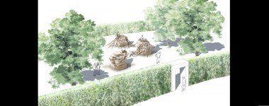 Eingang durch ein Tor zum Kinderspielplatz am Seeufer Sondern - Skizze